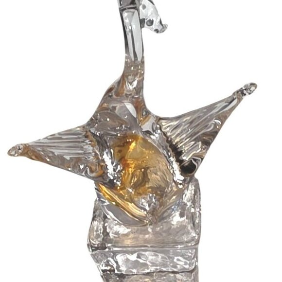 Vintage Sculpture Murano Swan GlassAmber Highlights Art Glass Handmade Italy 5” - Picture 4 of 8